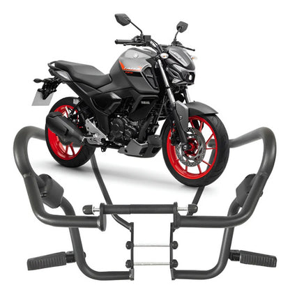 Protetor de Motor com Pedaleira Chapam Yamaha Fazer Fz15 150 2023 a 2025 Preto Fosco