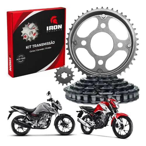 Kit Relação Iron sem Retentor Honda Cg 160 Titan Fan Start Cargo 2016 em diante 428H 118L 44/15T