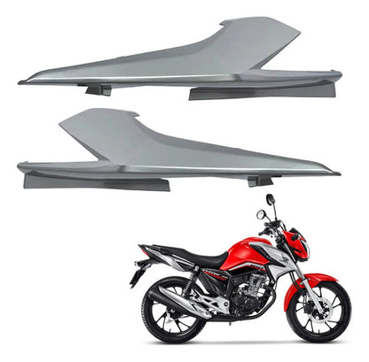 Par de Rabetas Laterais Paramotos Honda Cg 160 Titan 2022 a 2024 Prata Metálico