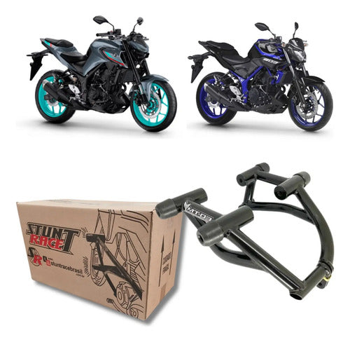 Protetor de Motor Stunt Race Cage Yamaha Mt-03 2016 em diante Preto Brilhante