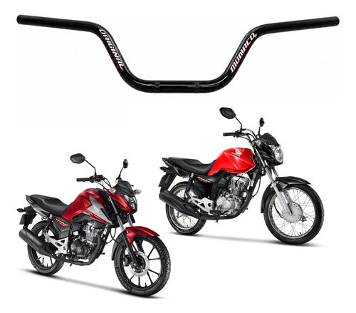 Guidão Baixo Monaco Honda Cg 125 150 160 Titan Fan Start Cargo Preto Brilhante