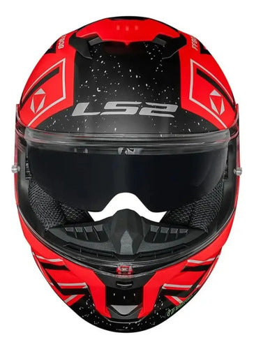 Capacete LS2 FF808 Stream II Maze com Óculos Solar Interno Laranja Preto Fosco