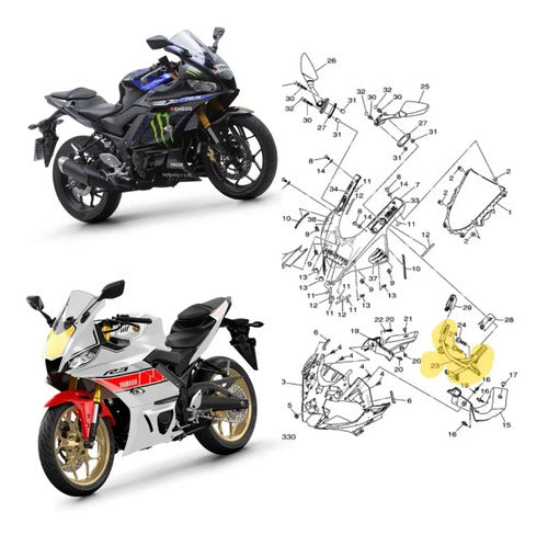 Suporte Aranha do Farol Yamaha Yzf-R3 2020 a 2025
