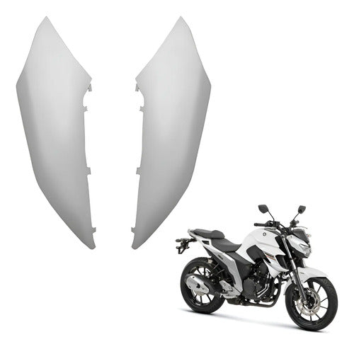 Par de Guias de Ar Abas do Tanque Superiores Paramotos Yamaha Fazer Fz25 250 2018 a 2025 Branco