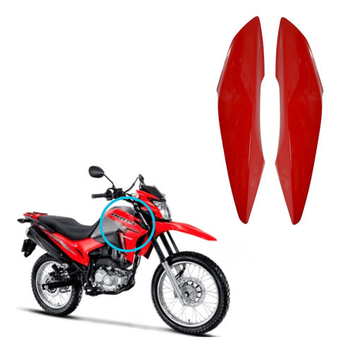 Par de Aletas Abas do Tanque Paramotos Honda Bros 160 2015 a 2021 Vermelho