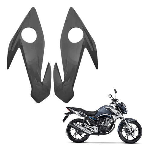 Par de Bananinhas Carenagens Laterais do Farol Paramotos Honda Cg 160 Titan 2022 a 2024 Cinza Una
