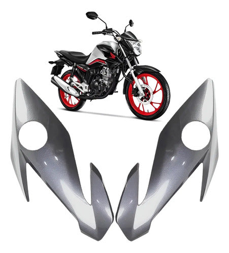 Par de Bananinhas Carenagens Laterais do Farol Paramotos Honda Cg 160 Titan 2022 a 2024 Preto