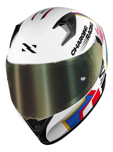 Capacete Norisk Flow Vizion com Spoiler Branco Brilhante Tamanho 58/M