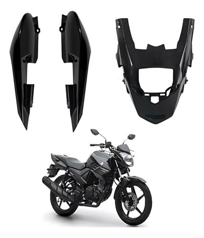 Rabeta Lateral Completa Paramotos Yamaha Fazer 150 2014 a 2025 Preto Brilhante