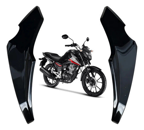 Par de Carenagens Laterais do Farol Paramotos Honda Cg 160 Titan 2025 em diante Preto Metálico