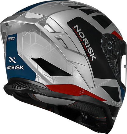 Capacete Norisk Strada II Evoque com Óculos Solar Interno Prata Vermelho Azul
