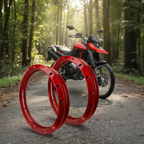 Par de Aros de Roda GS Monaco Yamaha Lander 250 2018 a 2026 1.85x21 e 2.15x18 Vermelho