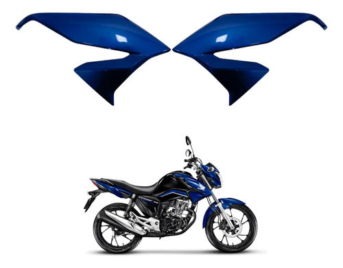 Par de Aletas Abas do Tanque Paramotos Honda Cg 160 Titan 2022 a 2024 Azul