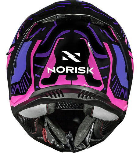 Capacete Norisk Strada II Fusion com Óculos Solar Interno Roxo Rosa Preto Brilhante