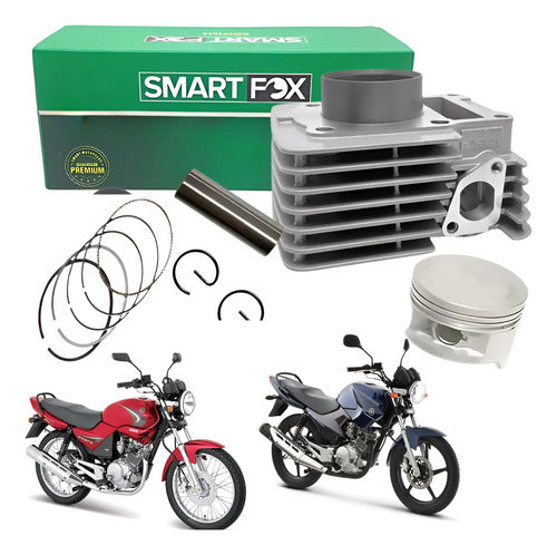 Kit Cilindro Pistão e Anéis Smartfox Yamaha Factor 125 2000 a 2018 Xtz 125 2002 em diante