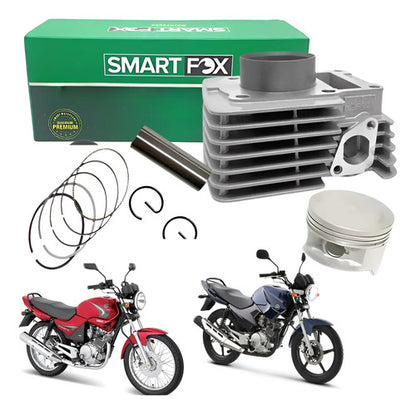 Kit Cilindro Pistão e Anéis Smartfox Yamaha Factor 125 2000 a 2018 Xtz 125 2002 em diante