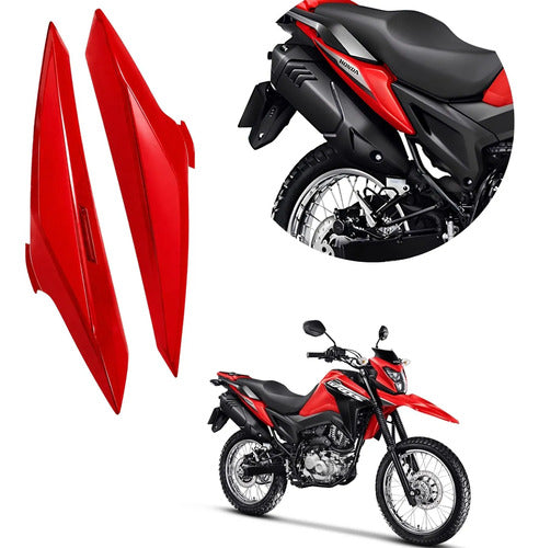 Par de Tampas Laterais Traseiras Paramotos Honda Bros 160 2025 em diante Vermelho
