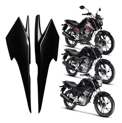 Par de Rabetas Laterais Paramotos Honda Cg 160 Titan Fan Start 2025 em diante Preto Liso