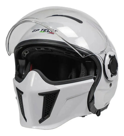 Capacete Aberto GP Tech Zoom Solid com Óculos Solar Interno Branco Brilhante