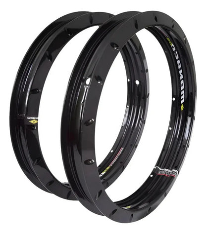 Par de Aros de Roda GS Monaco Yamaha Crosser 150 1.85x19 e 2.15x17 Preto Brilhante