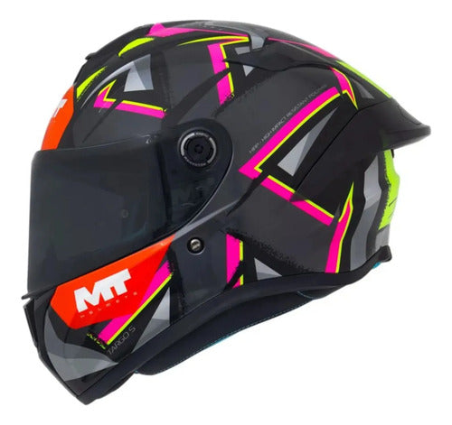 Capacete MT Helmets Targo S Rafael Paschoalin Cinza Rosa Brilhante