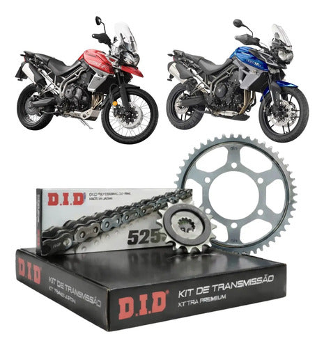 Kit Relação DID Extra Premium com Retentor Triumph Tiger 800 2011 em diante 520 124L 50/16T