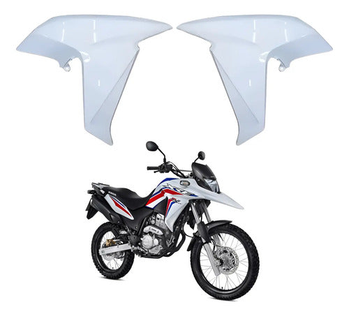 Par de Aletas Abas do Tanque Paramotos Honda Xre 300 2016 a 2018 Branco