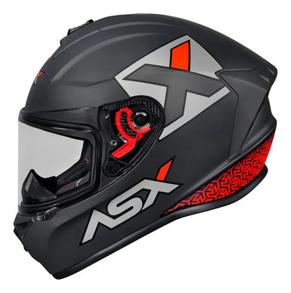 Capacete ASX Draken Concept Cinza Prata Vermelho Fosco