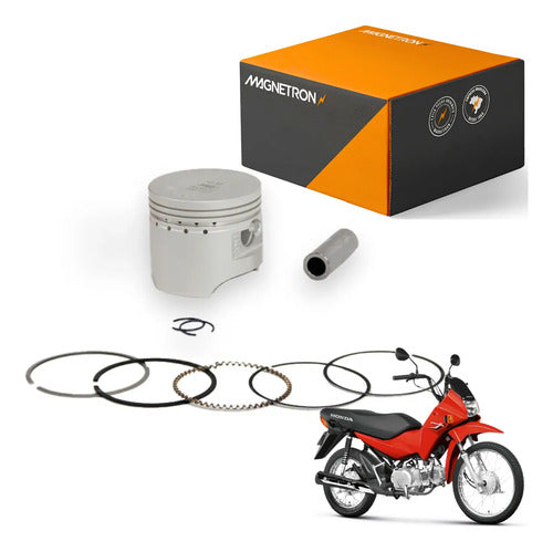 Kit Pistão com Anéis Magnetron Honda Biz 100 1998 a 2001 Pop 100 2007 em diante 0,50 mm