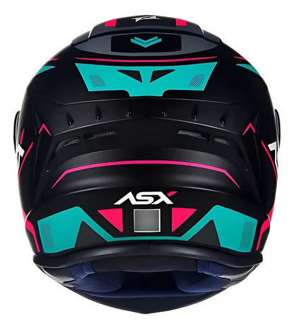 Capacete ASX Draken Wind Preto Azul Rosa Fosco