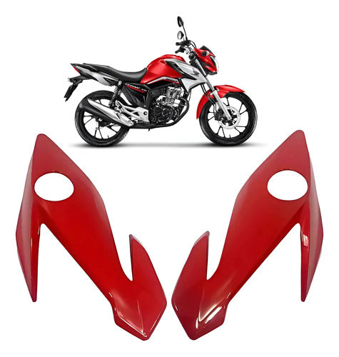 Par de Bananinhas Carenagens Laterais do Farol Paramotos Honda Cg 160 Titan Fan 2022 a 2024 Vermelho
