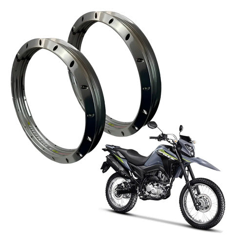 Par de Aros de Roda GS Monaco Honda Bros 125 150 160 1.85x19 e 2.15x17 Prata Cromado
