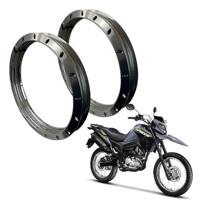 Par de Aros de Roda GS Monaco Honda Bros 125 150 160 1.85x19 e 2.15x17 Prata Cromado