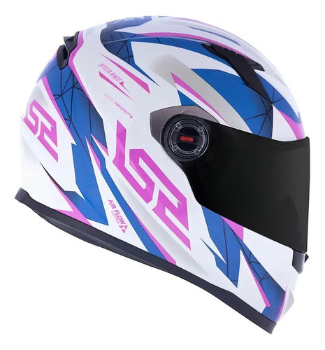 Capacete LS2 FF358 Draze Branco Azul Rosa Brilhante Tamanho 62/XL