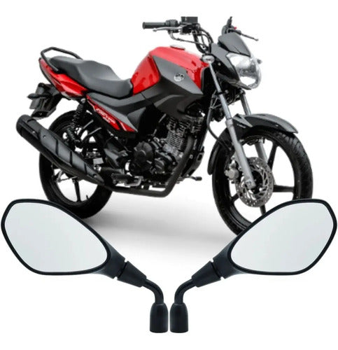 Par de Retrovisores GVS RVG Haste Curta Universal Rosca Yamaha Lente Convexa