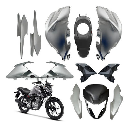 Kit Carenagem Completo Paramotos Honda Cg 160 Fan 2025 em diante Prata Perolizado