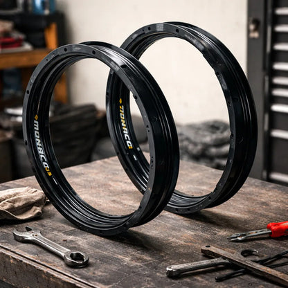 Par de Aros de Roda GS Monaco Honda Bros 125 150 160 1.85x19 e 2.15x17 Preto Brilhante