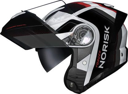 Capacete Escamoteável Norisk Force II Kore com Óculos Solar Interno Prata Brilhante