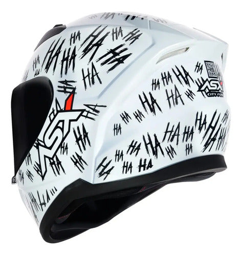 Capacete ASX City Fun Branco Preto Brilhante