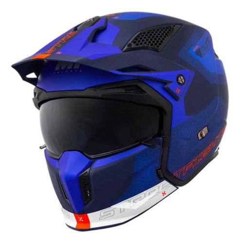 Capacete MT Helmets Streetfighter SV Totem com Óculos Solar Interno Azul Fosco Tamanho 58