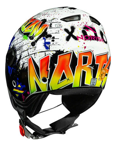 Capacete Aberto Norisk Orion Shine Branco Laranja Brilhante