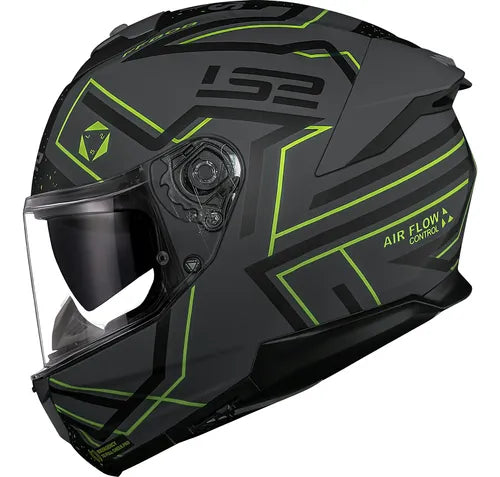 Capacete LS2 FF808 Stream II Maze com Óculos Solar Interno Cinza Preto