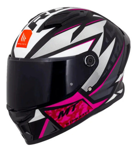 Capacete MT Helmets Stinger 2 Rush Preto Rosa Cinza Fosco