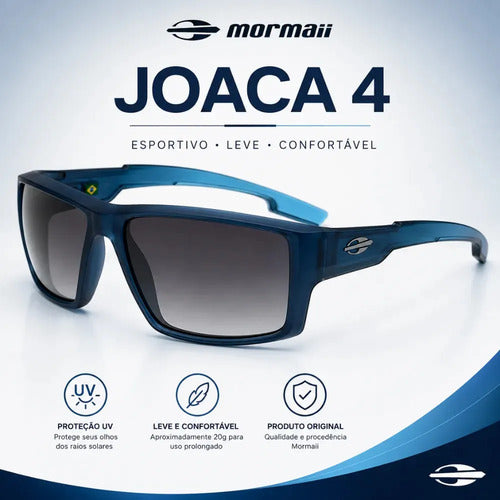 Óculos De Sol Mormaii Joaca 4 Armação Azul Escuro Translúcido M0112kc633 Lente Degradê Curvado Cinza