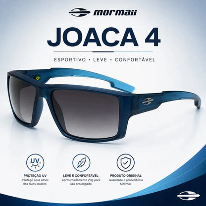 Óculos De Sol Mormaii Joaca 4 Armação Azul Escuro Translúcido M0112kc633 Lente Degradê Curvado Cinza