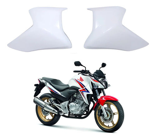 Par de Guias de Ar Abas do Tanque Paramotos Honda Cb 300r 2013 em diante Branco Perolizado