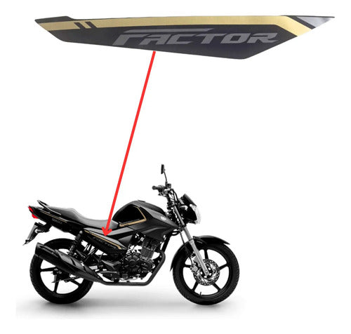 Adesivo da Tampa Lateral Direita Yamaha Factor 150 2024 Preto Dourado