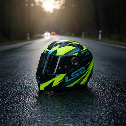 Capacete LS2 FF358 Draze Preto Amarelo Verde Brilhante Tamanho 60/L