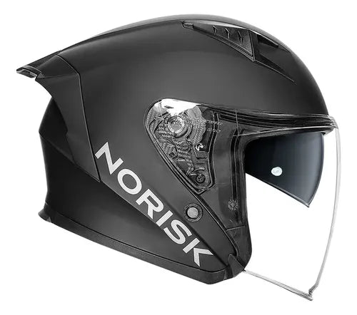 Capacete Aberto Norisk Downtown II Solid com Óculos Solar Interno Preto Fosco
