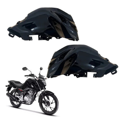 Par de Capas do Tanque Paramotos Honda Cg 160 Fan 2025 em diante Preto Metálico